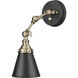 Edith 9 inch 60.00 watt Matte Black/Vintage Brass Swing Arm Sconce Wall Light
